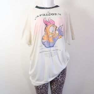 garfield capricorn zodiac graphic tee vintage 90s ringer xl